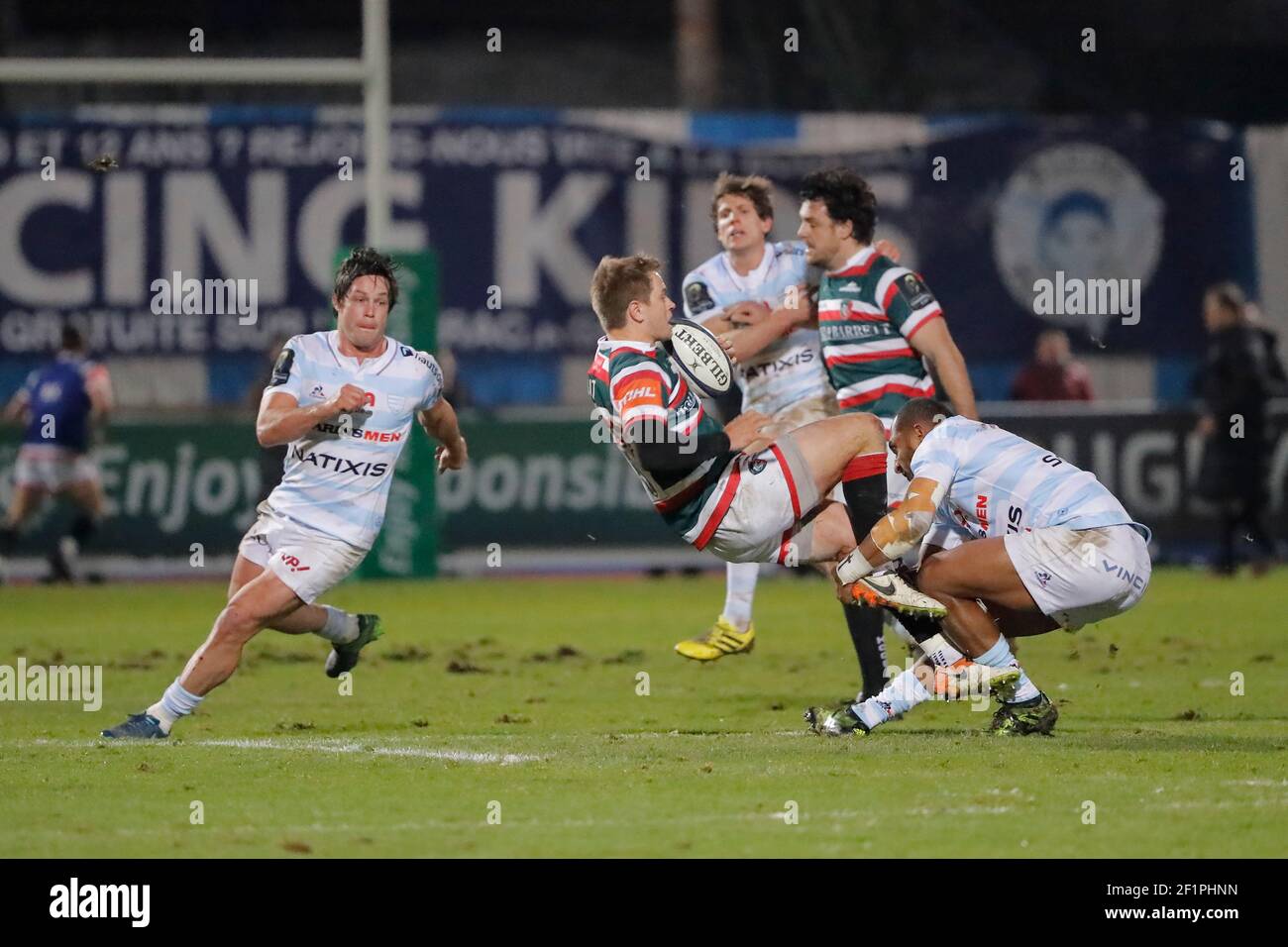 Joe ROKOCOKO (Racing Metro 92), Mathew James Murray Tait (Leicester Tigers), Henry CHAVANCY (Racing Metro 92), Xavier CHAUVEAU (Racing Metro 92), Matthew William Smith (Leicester Tigers) during the European Rugby Champions Cup, Pool 1, Rugby Union match between Racing Metro 92 and Leicester Tigers on January 14, 2017 at Yves du Manoir stadium in Colombes, France - Photo Stephane Allaman / DPPI Stock Photo