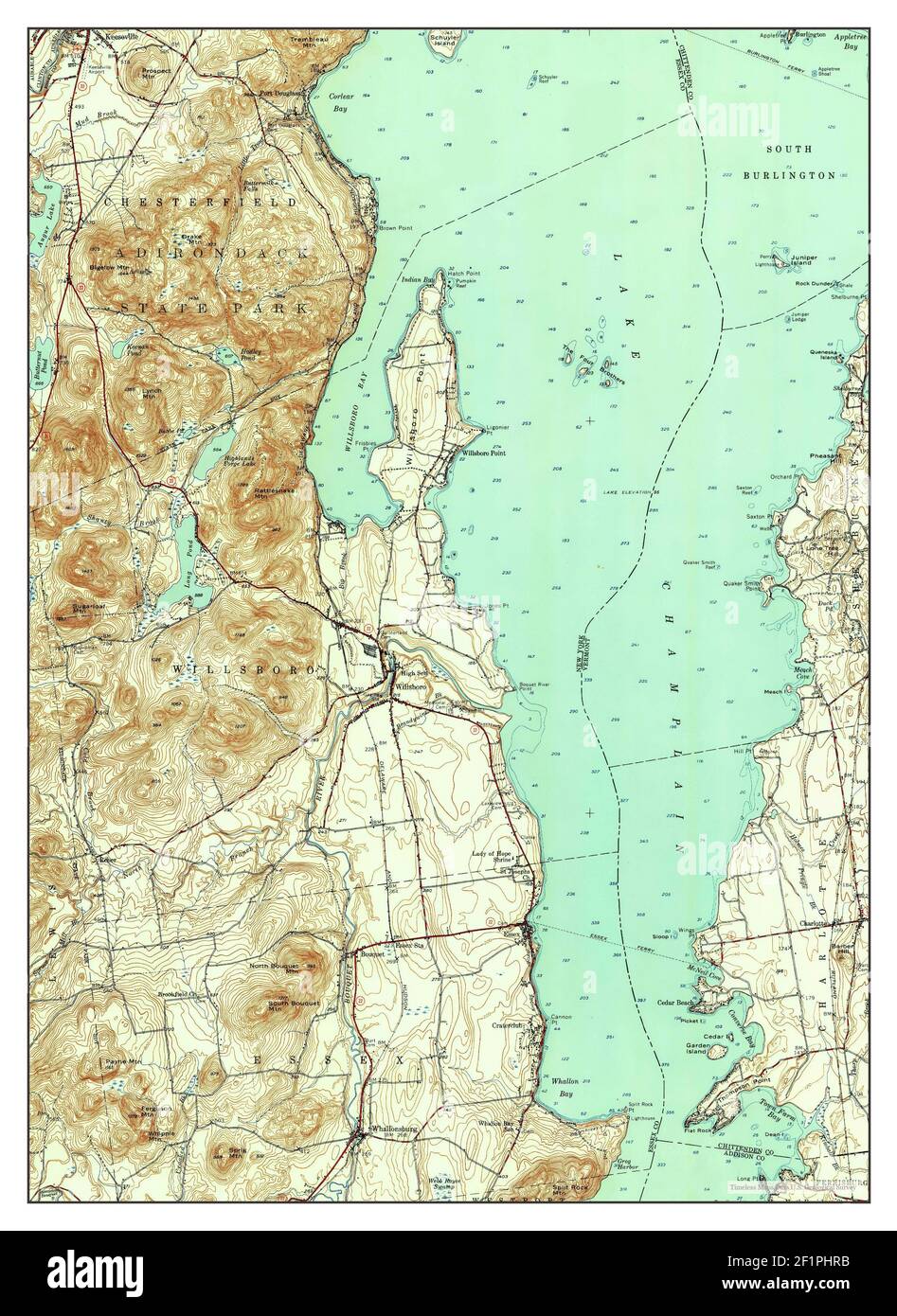 Willsboro, New York, map 1956, 1:62500, United States of America by Timeless Maps, data U.S. Geological Survey Stock Photo