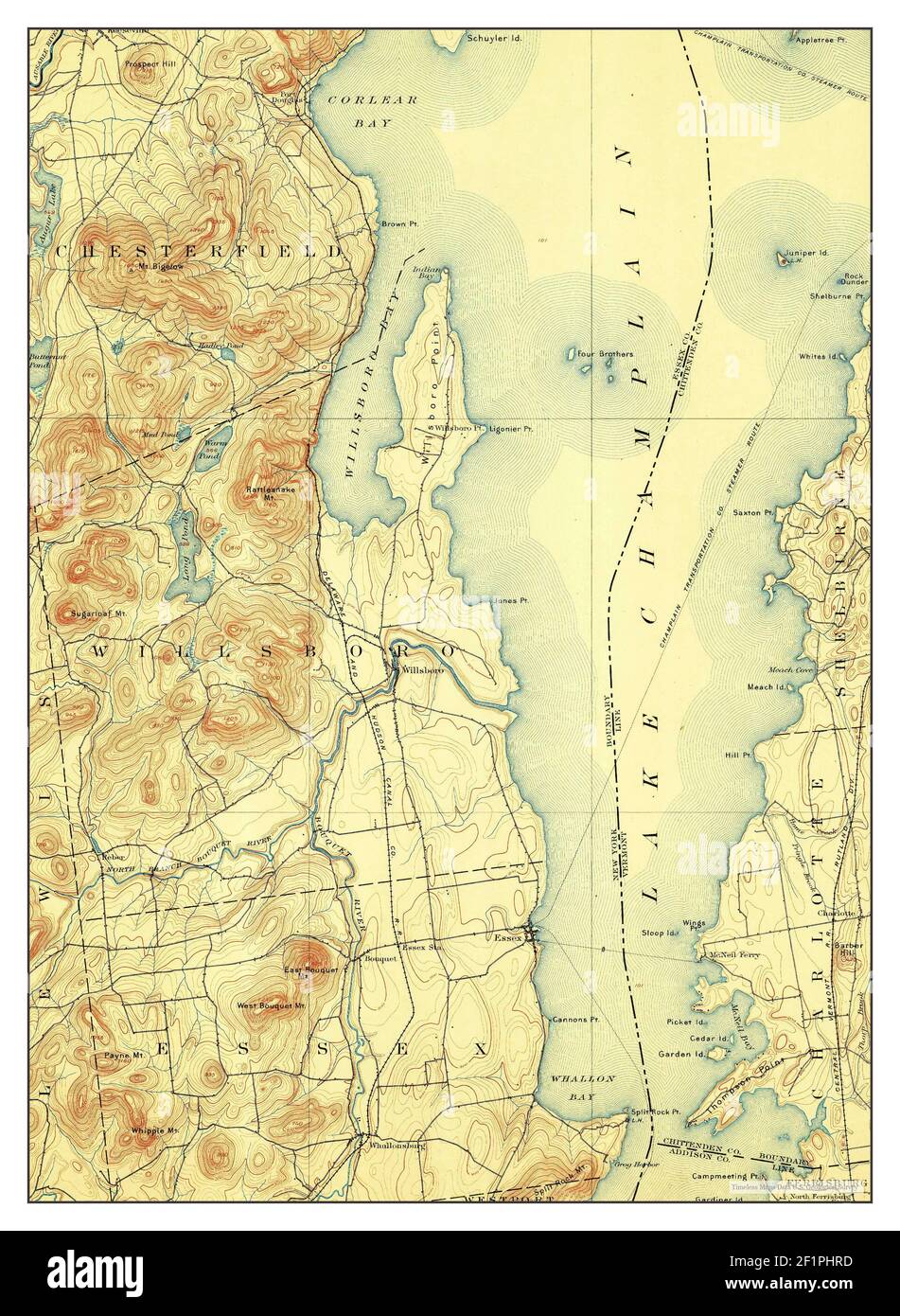 Willsboro, New York, map 1895, 1:62500, United States of America by Timeless Maps, data U.S. Geological Survey Stock Photo