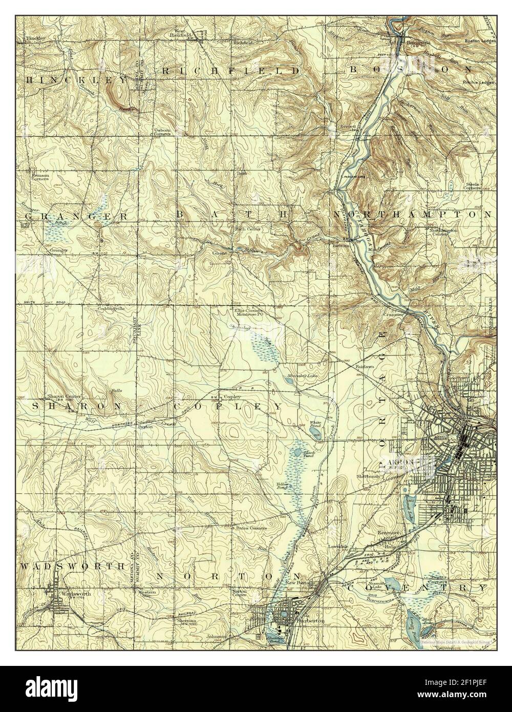 Akron, Ohio, map 1905, 1:62500, United States of America by Timeless Maps, data U.S. Geological Survey Stock Photo