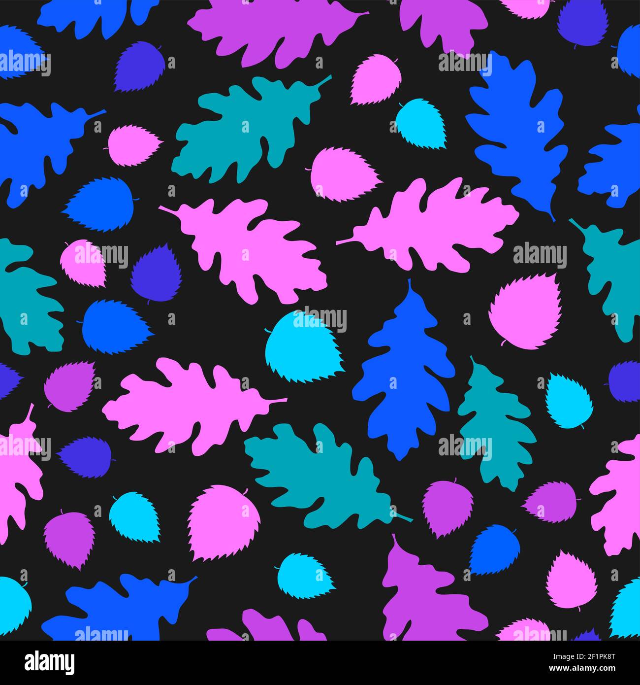 oak color leaves dark seamless texture Stock Vector