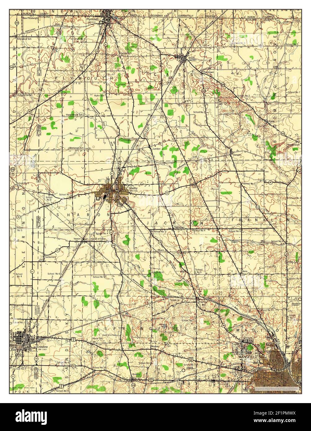 Crestline, Ohio, map 1943, 1:62500, United States of America by ...