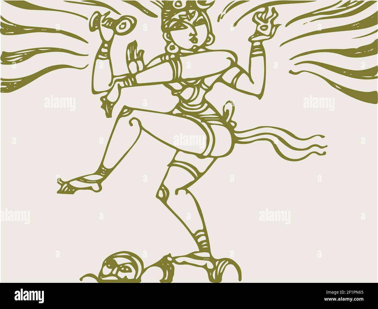 Abstract drawing of dancing outline of lord shiva nataraja or  wall  stickers single design vector  myloviewcom