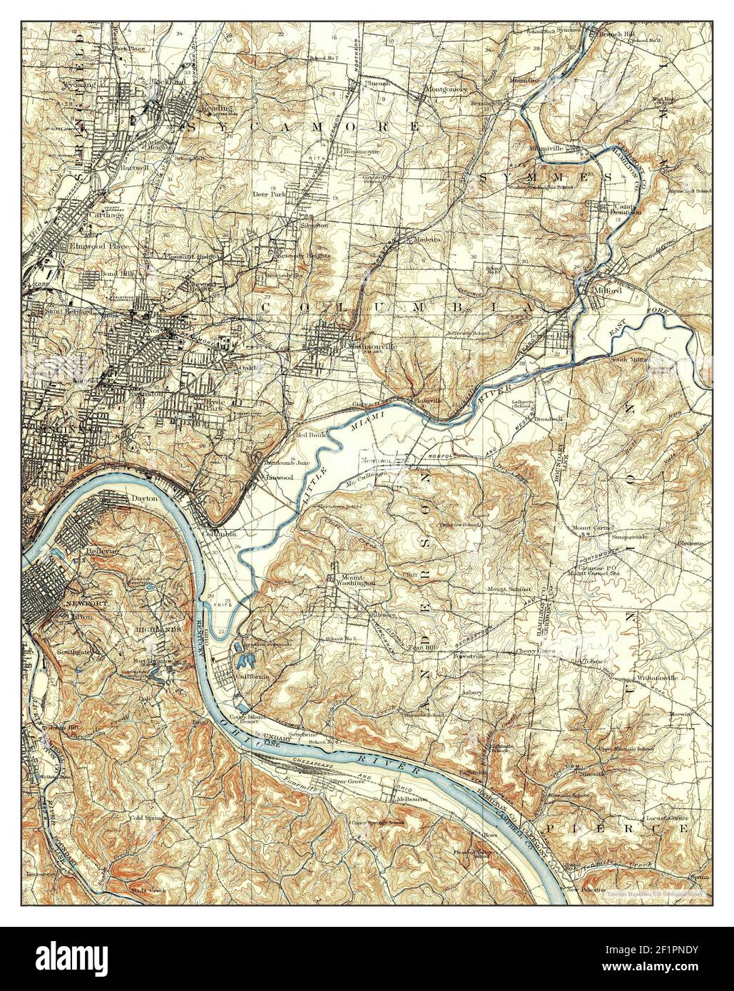 Map Of Clifton Cincinnati Ohio East Cincinnati, Ohio, Map 1914, 1:62500, United States Of America By  Timeless Maps, Data U.s. Geological Survey Stock Photo - Alamy