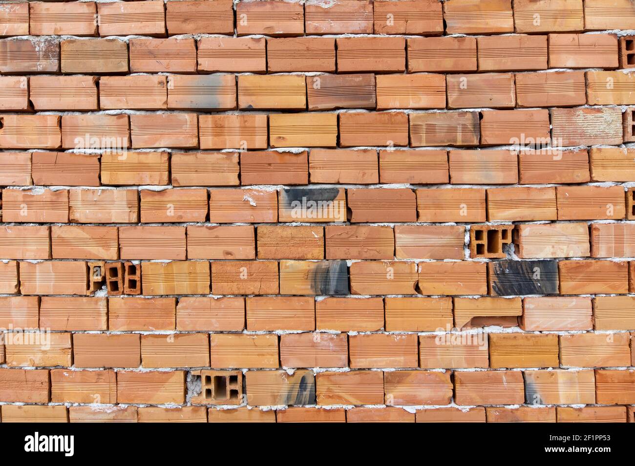 Detailed closeup brick wall texture Stock Photo