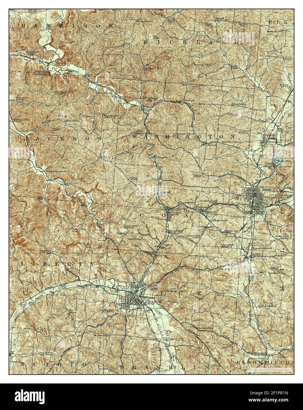 Jackson, Ohio, map 1913, 162500, United States of America by Timeless