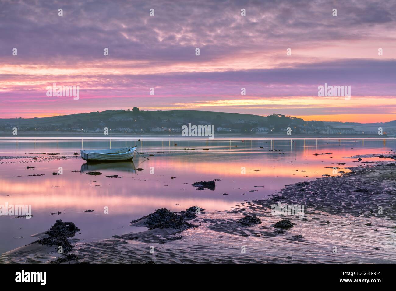 Appledore, North Devon, England. Tuesday 9th March 2021. UK Weather. After another cold night in North Devon, a beautiful sky at dawn over the River T Stock Photo