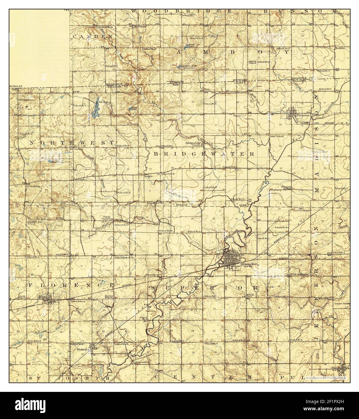 Pioneer, Ohio, map 1914, 162500, United States of America by Timeless