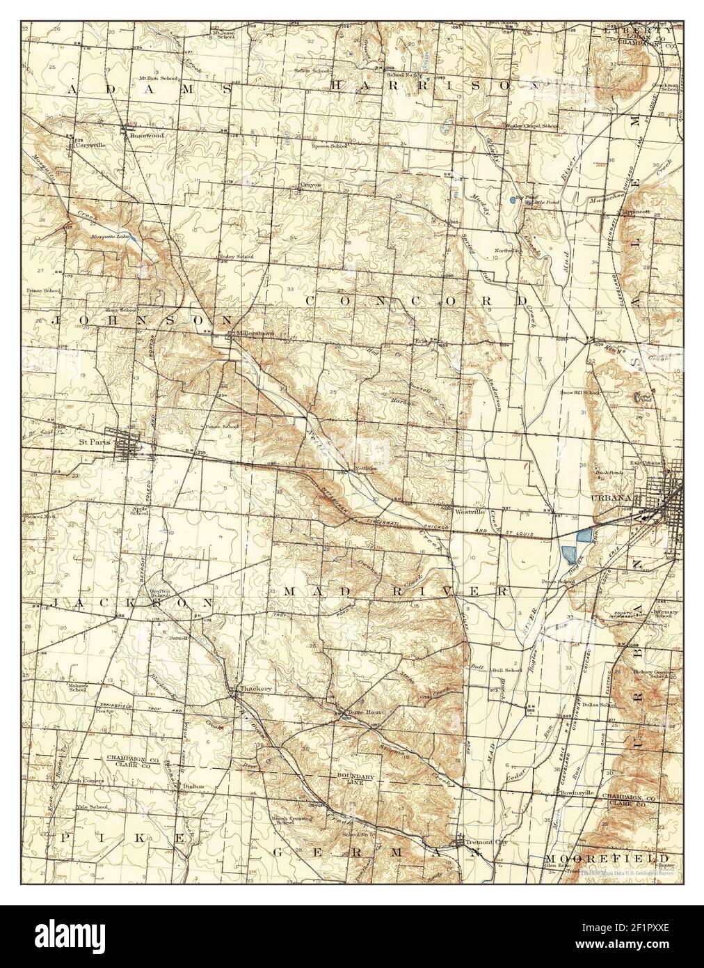 St Paris, Ohio, map 1914, 162500, United States of America by Timeless