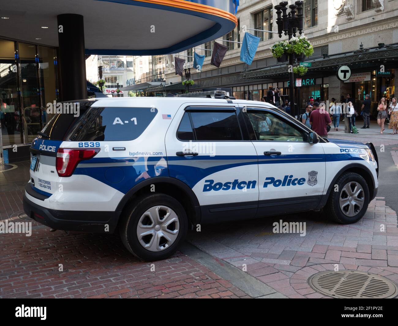 Patrol car of the Boston Police Department. Stock Photo