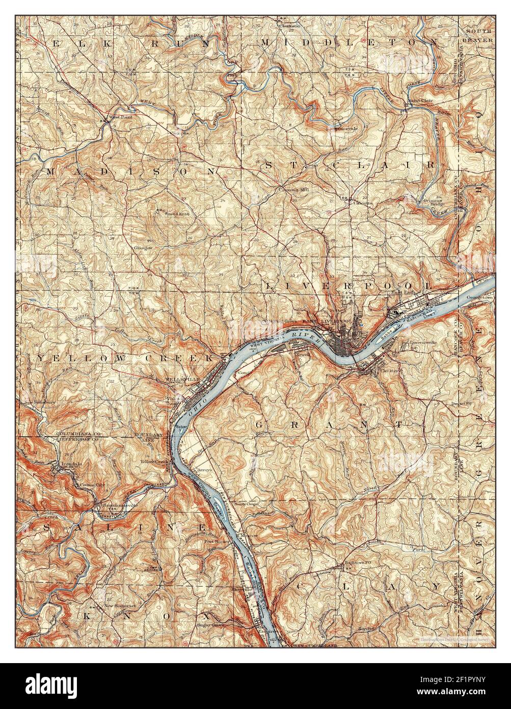 Wellsville, Ohio, map 1937, 162500, United States of America by