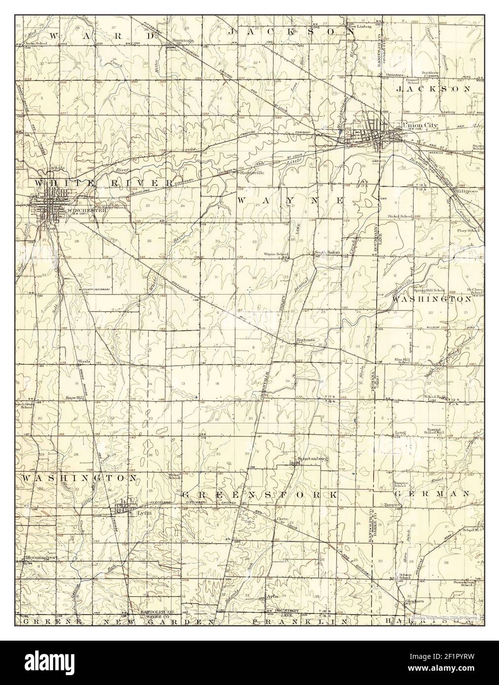 Winchester, Ohio, map 1916, 162500, United States of America by