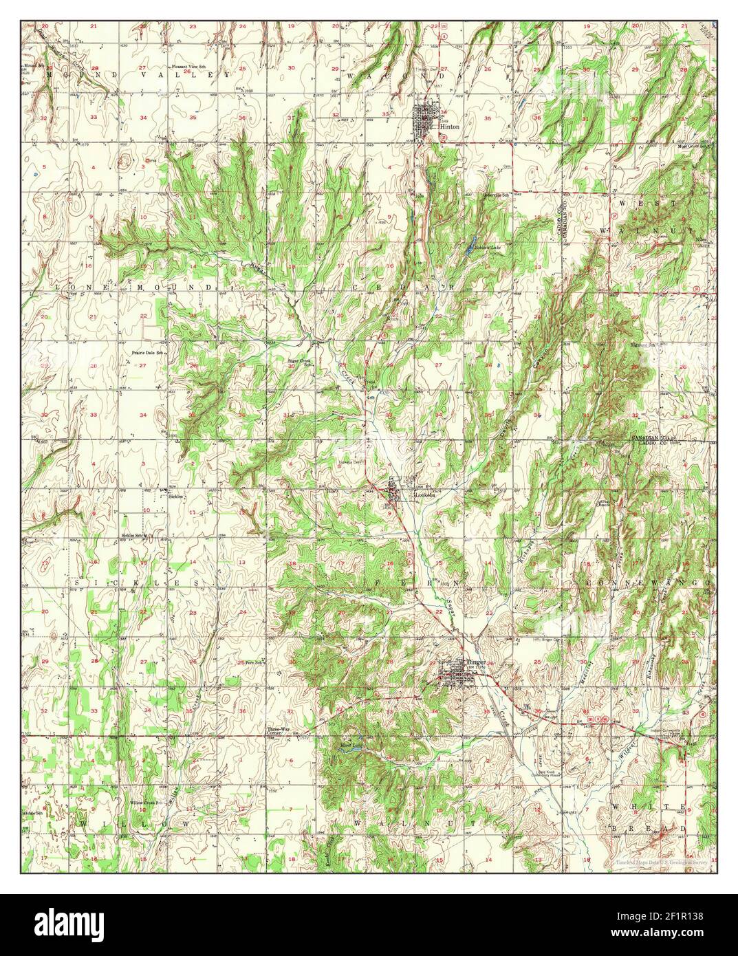 Binger, Oklahoma, map 1951, 162500, United States of America by