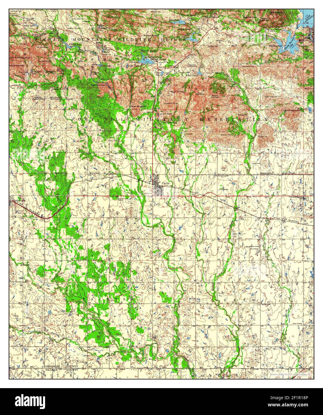 Cache, Oklahoma, map 1956, 1:62500, United States of America by Timeless Maps, data U.S. Geological Survey Stock Photo