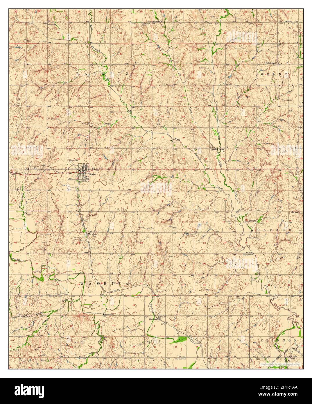 Butler, Oklahoma, map 1957, 162500, United States of America by