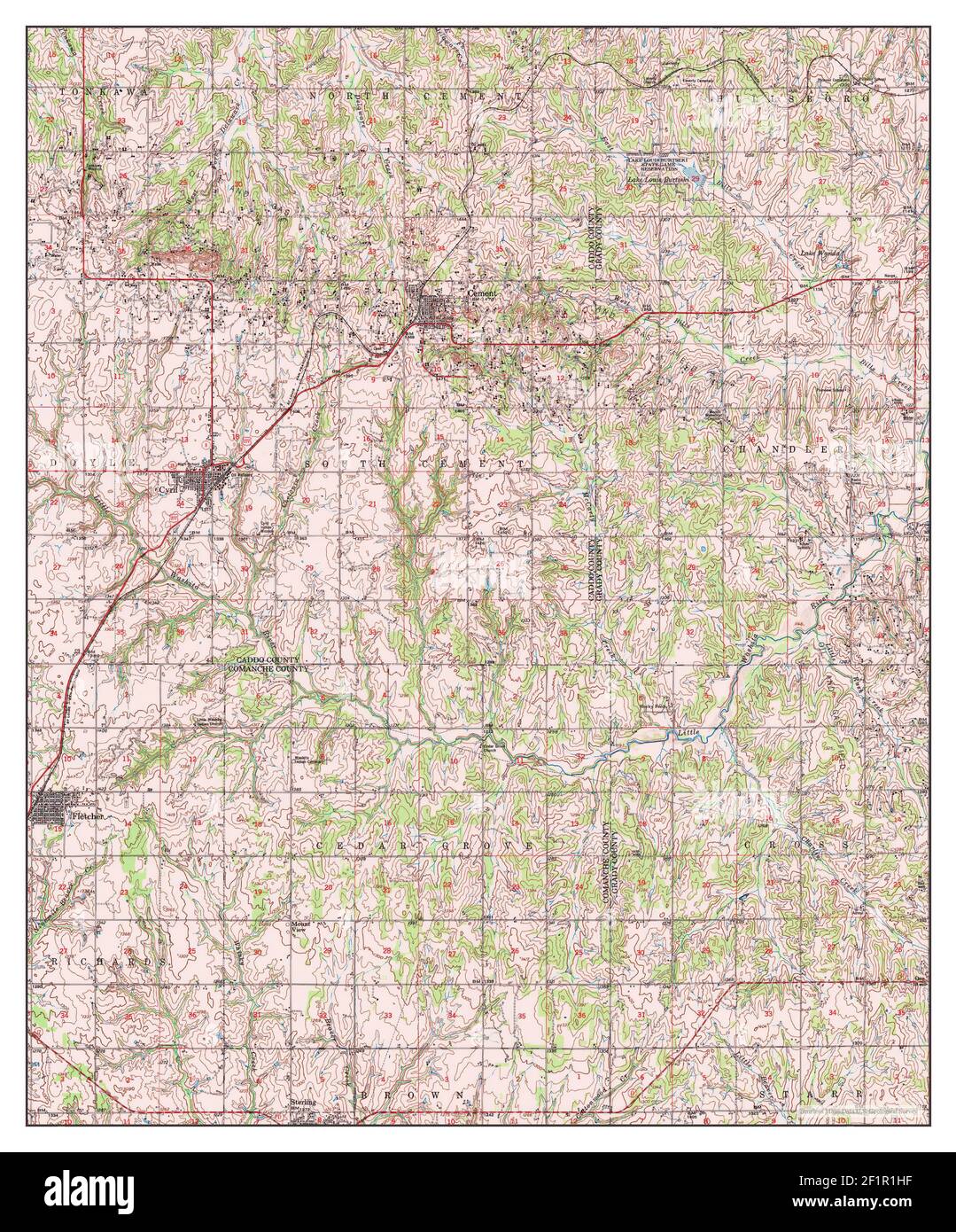 Cement, Oklahoma, map 1956, 162500, United States of America by