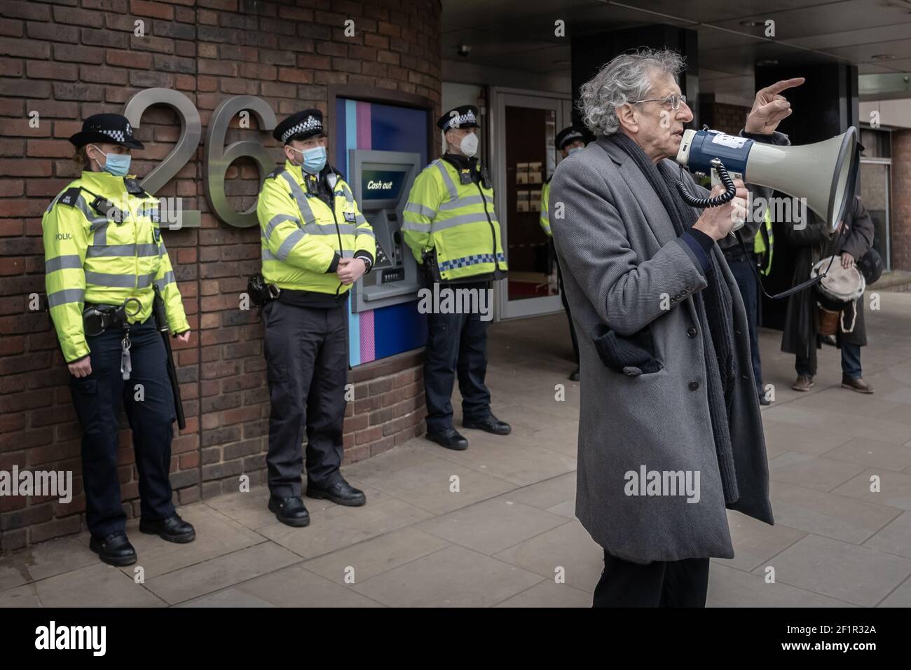 Coronavirus: Piers Corbyn attends an attempted anti-lockdown event of 20-30 protesters on Richmond Green in south east London, UK. Stock Photo