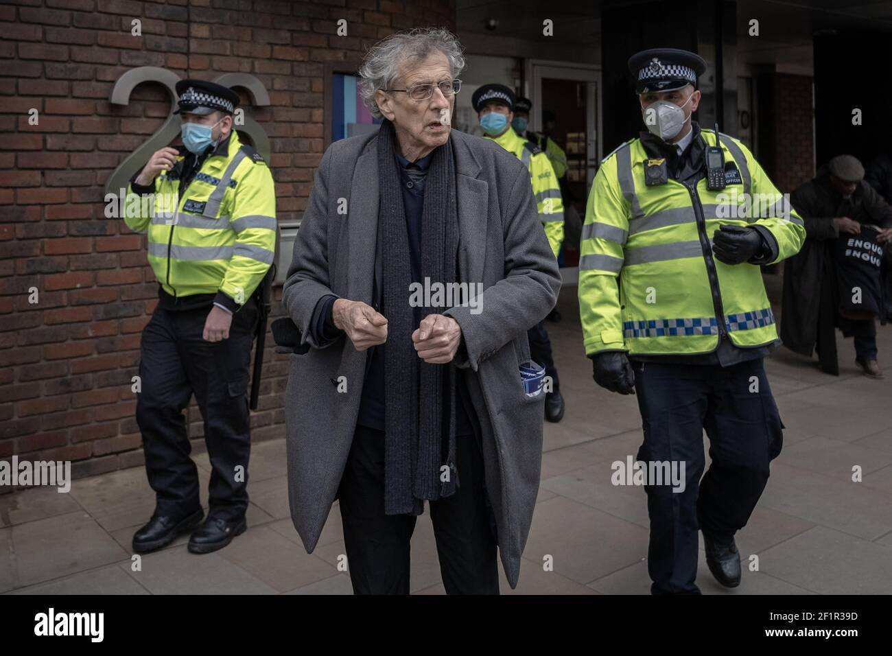 Coronavirus: Piers Corbyn attends an attempted anti-lockdown event of 20-30 protesters on Richmond Green in south east London, UK. Stock Photo