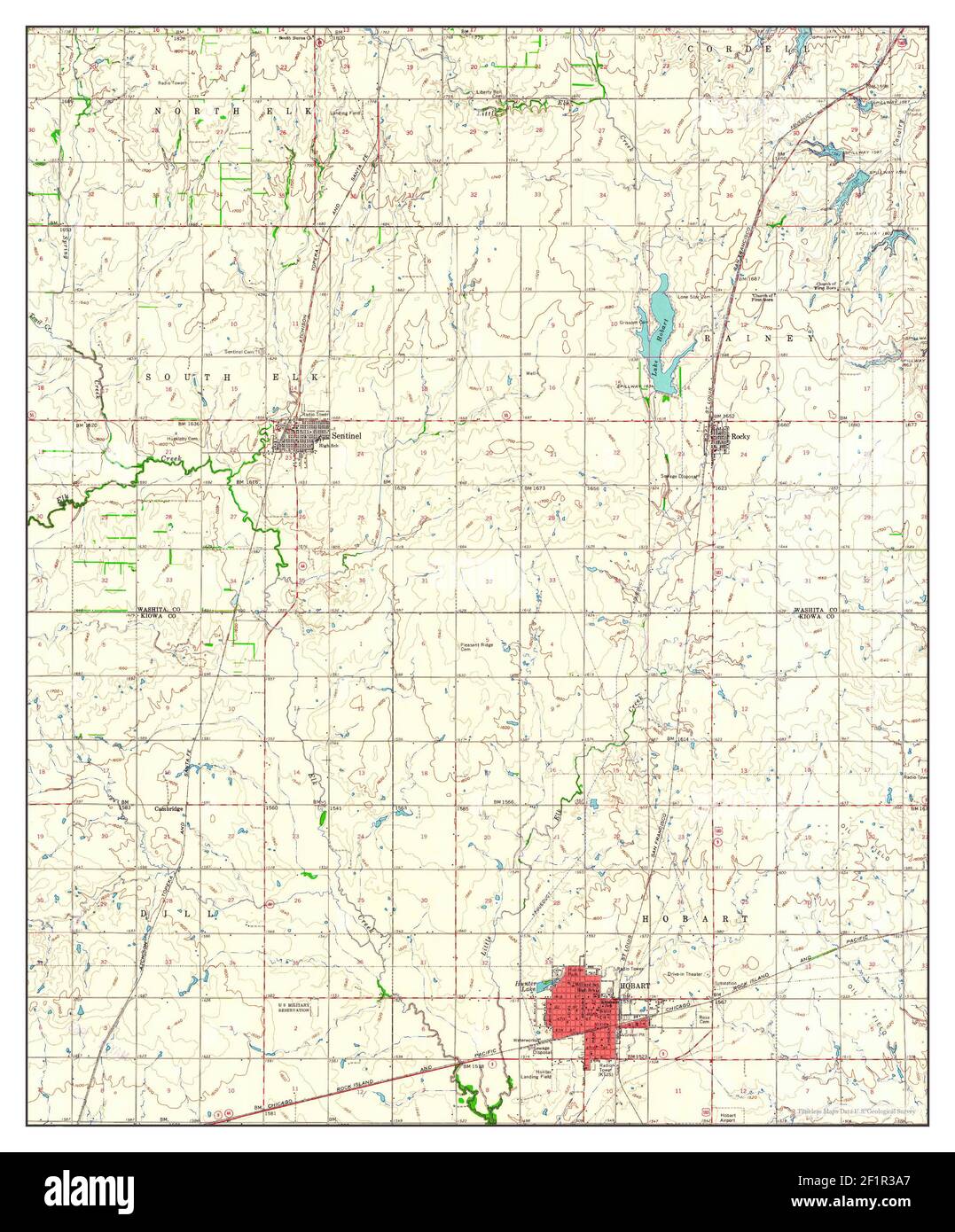 Hobart, Oklahoma, map 1961, 162500, United States of America by