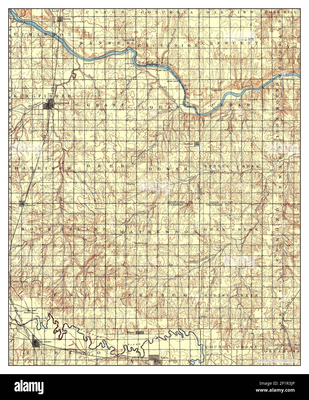 Kingfisher, Oklahoma, map 1892, 1125000, United States of America by