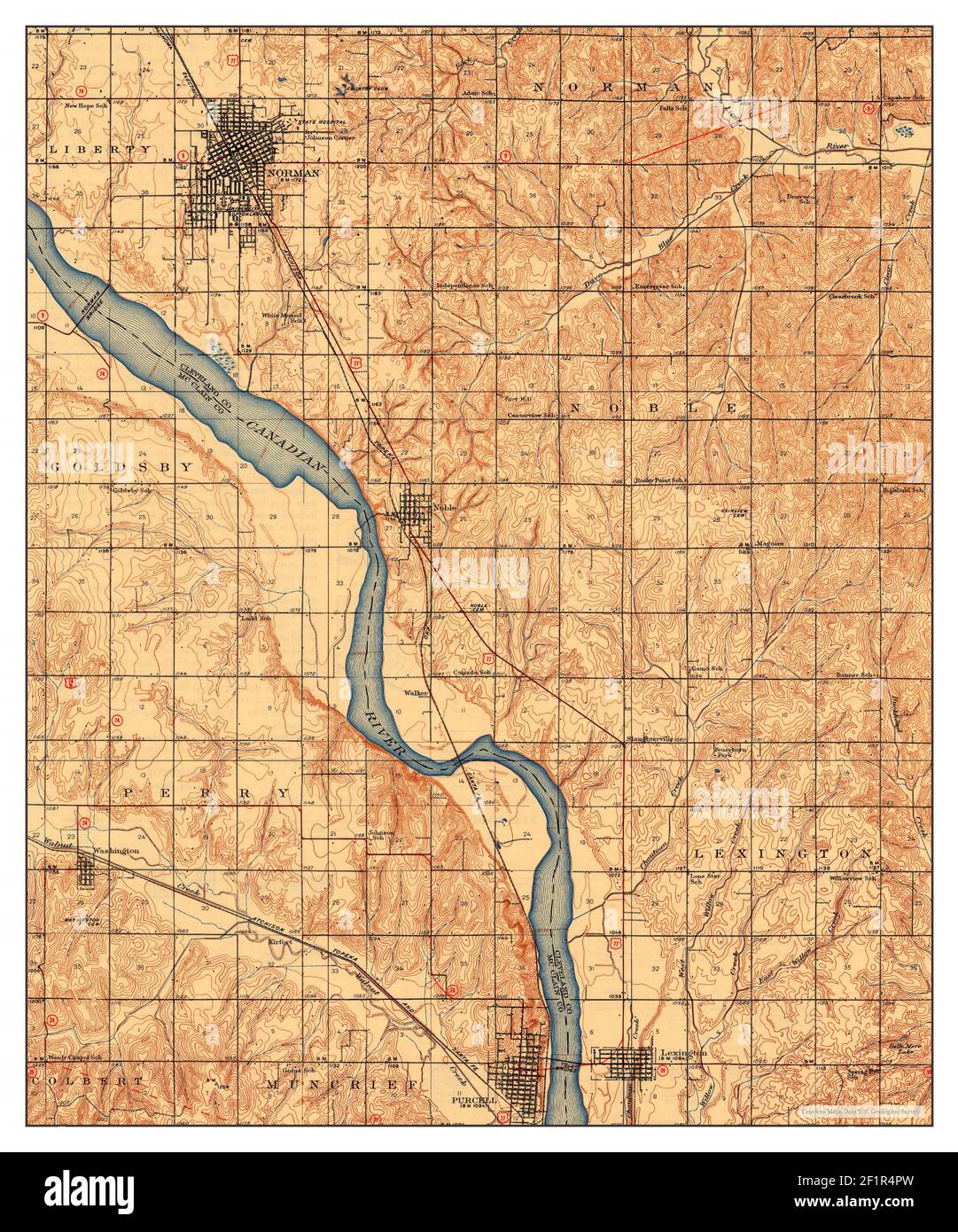 Norman, Oklahoma, map 1936, 1:62500, United States of America by