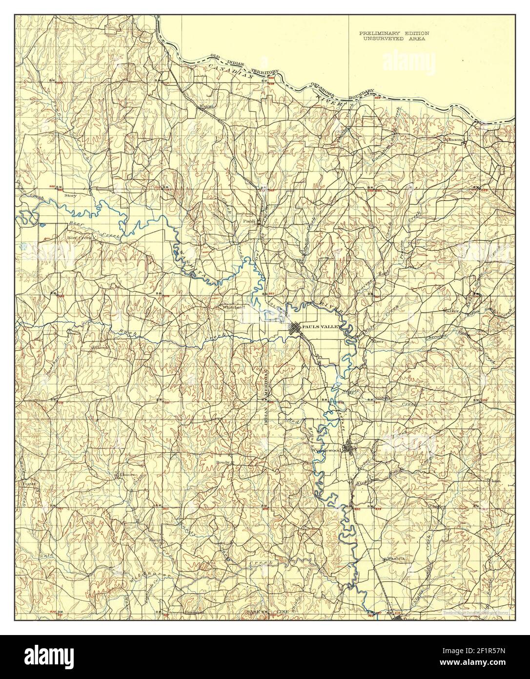 Pauls Valley, Oklahoma, map 1898, 1125000, United States of America by