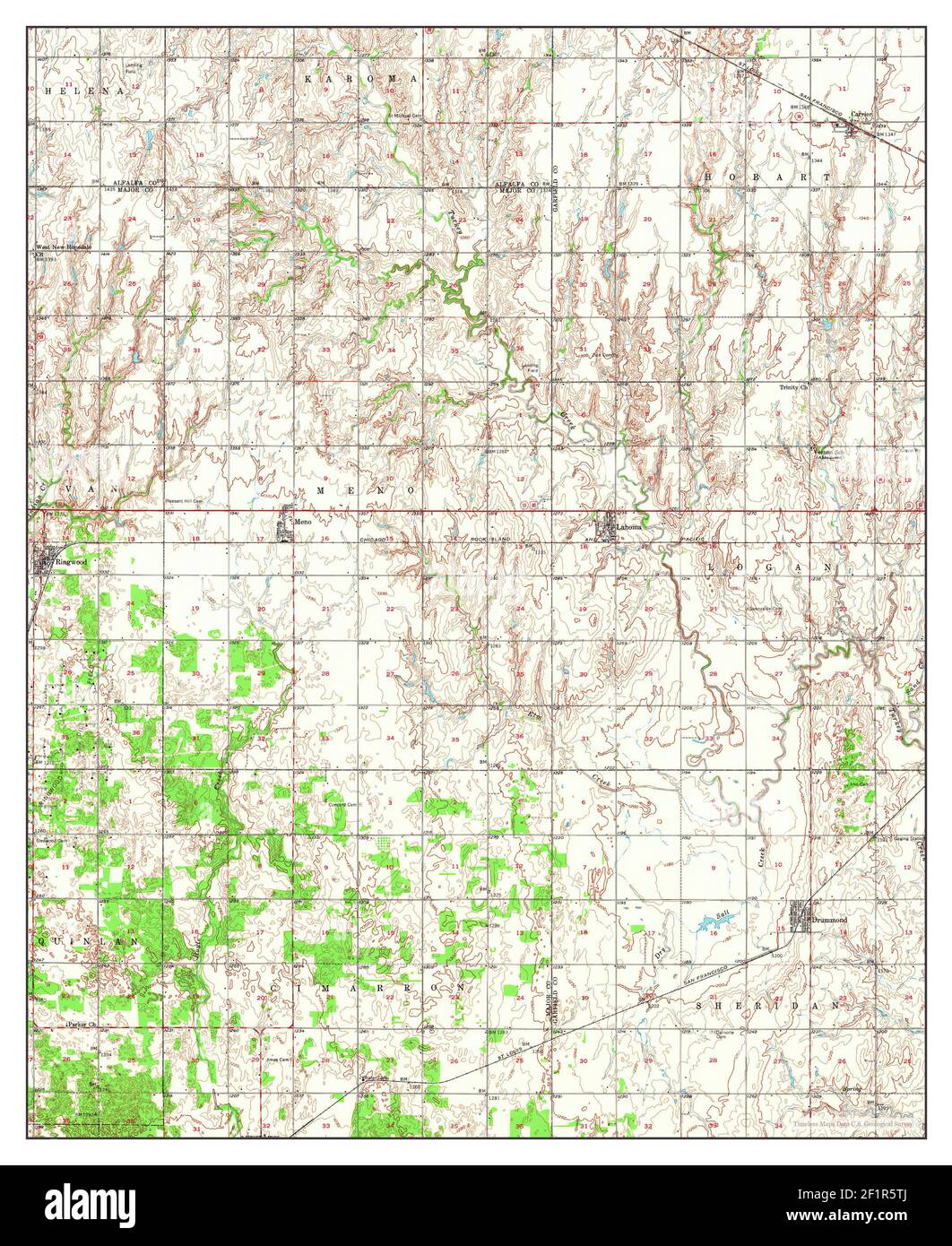 Ringwood, Oklahoma, map 1956, 1:62500, United States of America by Timeless Maps, data U.S. Geological Survey Stock Photo