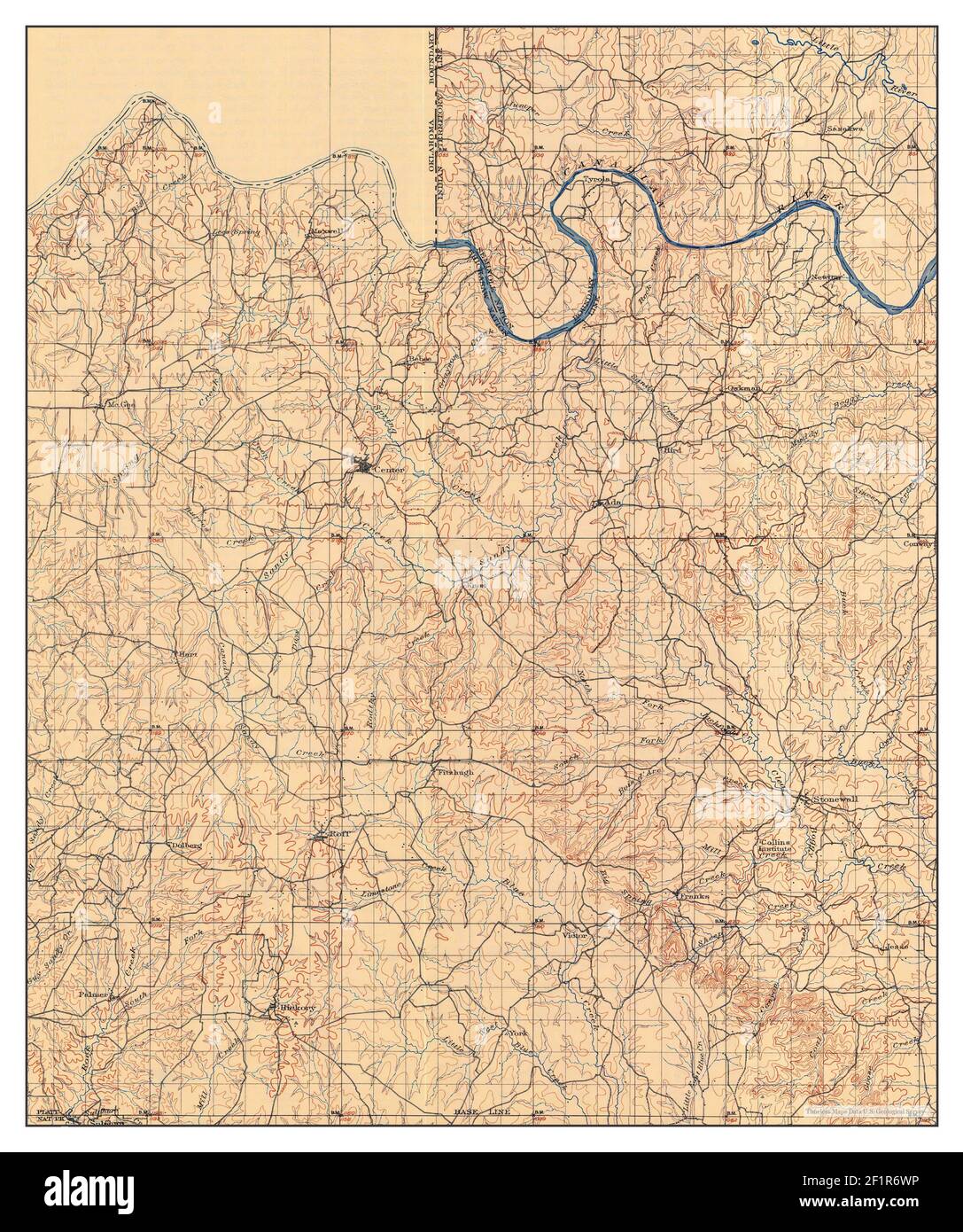Stonewall, Oklahoma, map 1901, 1:125000, United States of America by Timeless Maps, data U.S. Geological Survey Stock Photo