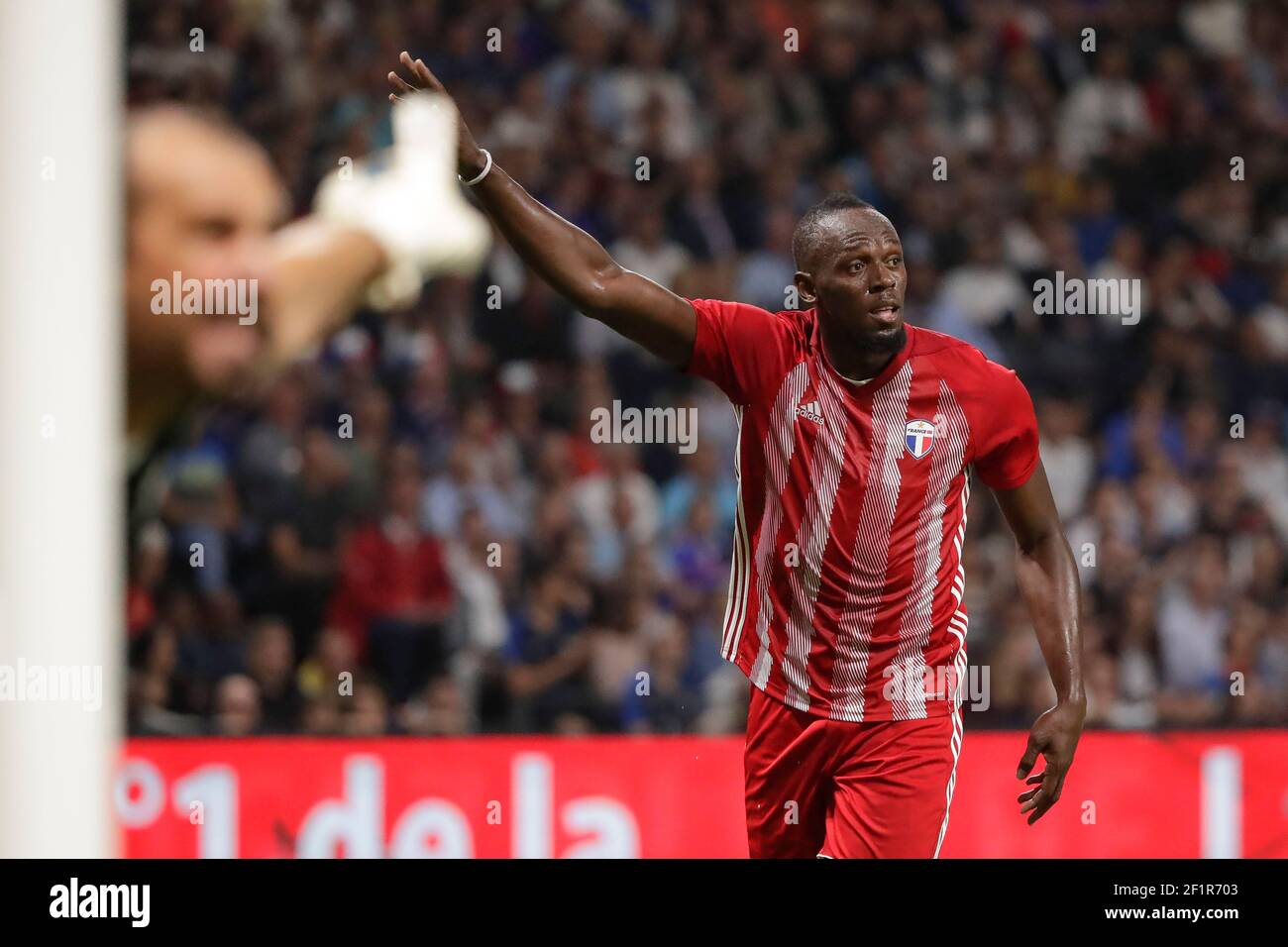 Usain Bolt (FIFA 98), Lionel Charbonnier (France 98) during the 2018 Friendly Game football match between France 98 and FIFA 98 on June 12, 2018 at U Arena in Nanterre near Paris, France - Photo Stephane Allaman / DPPI Stock Photo