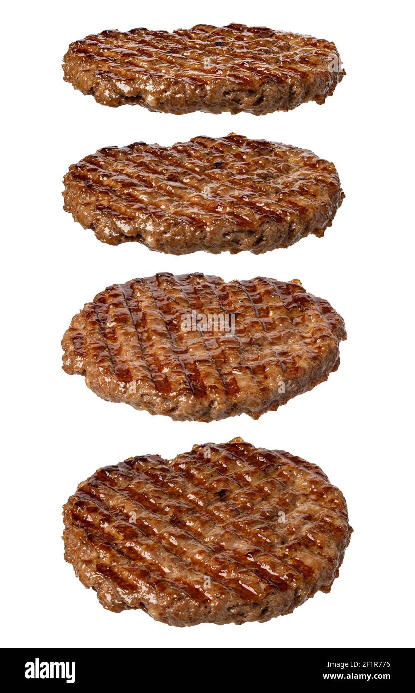 Grilled burger meat on white background Stock Photo
