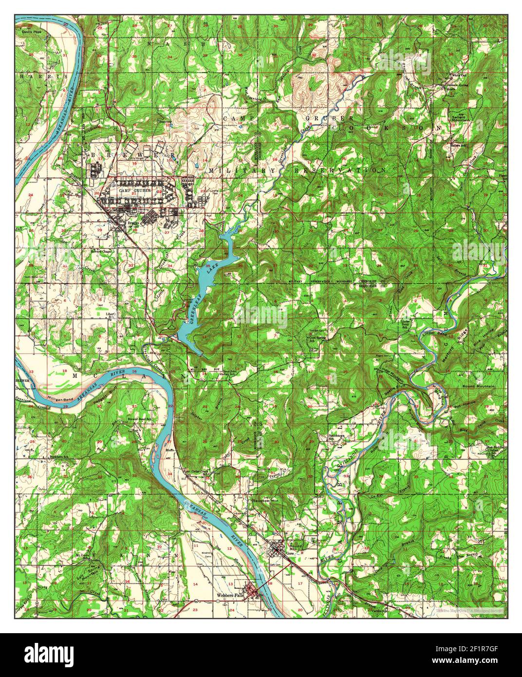 bers Falls, Oklahoma, map 1948, 162500, United States of America by
