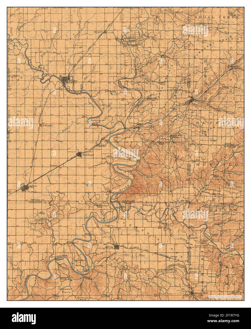 Wyandotte, Oklahoma, map 1909, 1125000, United States of America by