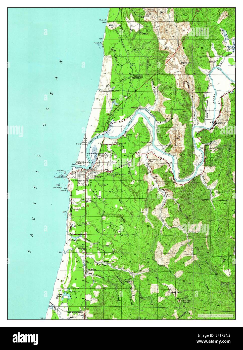 Bandon, Oregon, map 1943, 162500, United States of America by Timeless