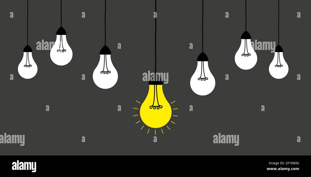 Good idea. Banner light bulb idea concept, creative concept light bulb drawn for stock. Flat style. Vector illustration Stock Vector