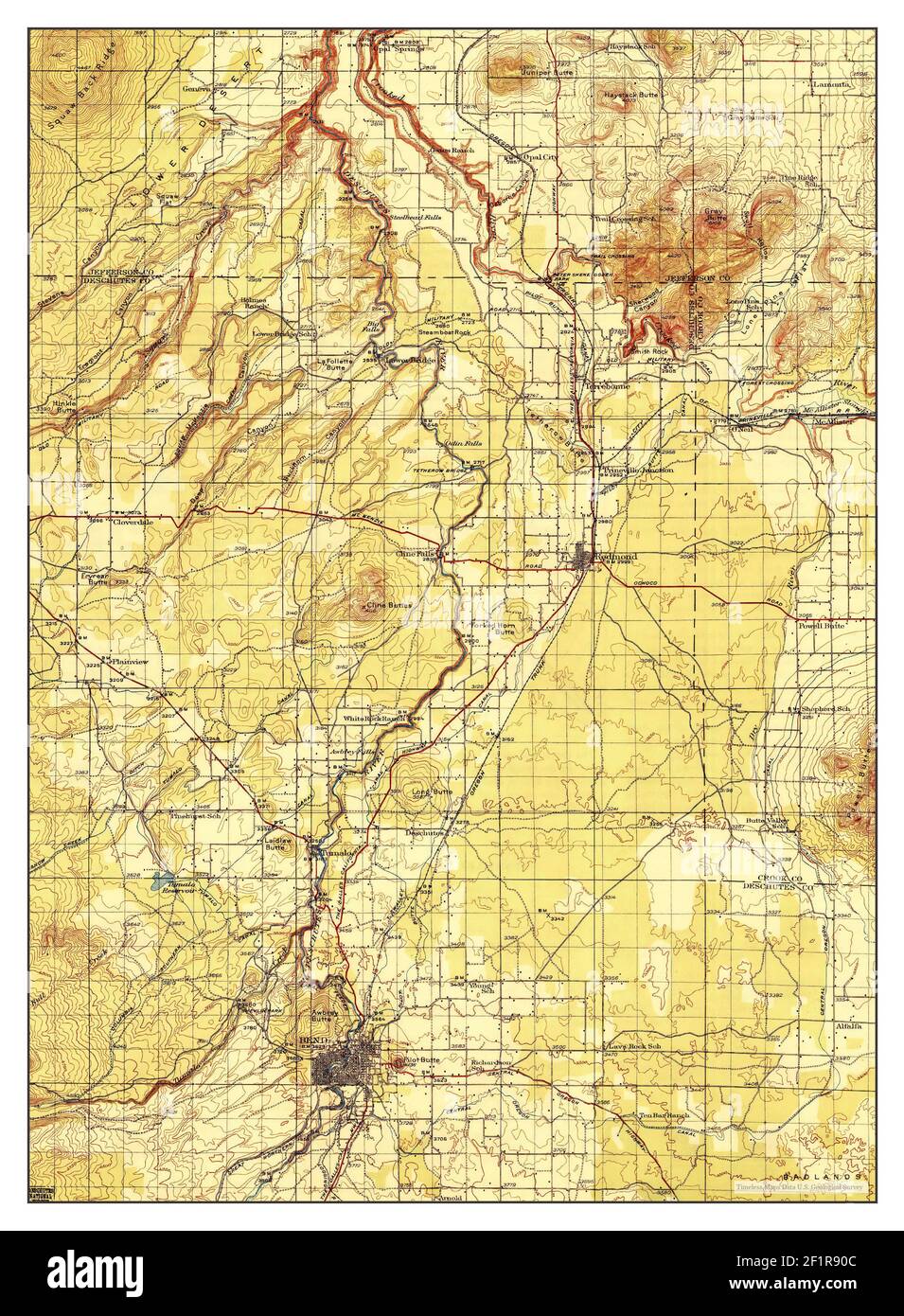 Bend, Oregon, map 1929, 1:125000, United States of America by Timeless Maps, data U.S 