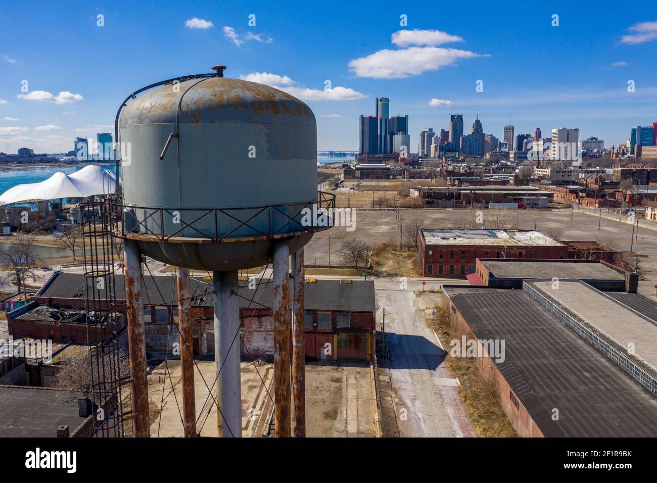 Detroit, Michigan A water tower in what was formerly a warehouse and