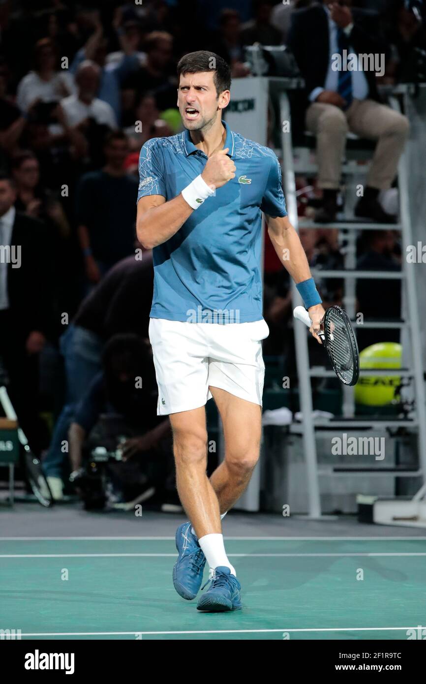 federer djokovic parigi 2018, Novak DJOKOVIC (SRB) won against Roger  FEDERER (SUI) and competes the final, celebration during the Rolex Paris  Masters Paris 2018 Tennis match on November 3rd, 2018 at Arena (
