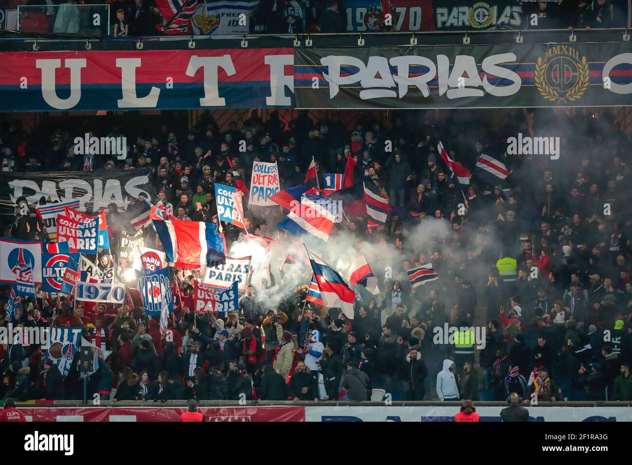 ULTRAS PSG supporters in stands during the French championship Ligue 1  football match between Paris Saint-Germain and FC Nantes on December 22,  2018 at Parc des Princes stadium in Paris, France -