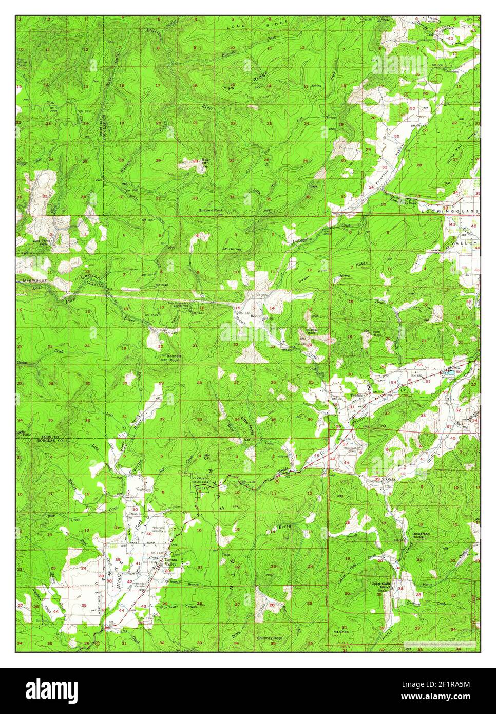 Camas Valley, Oregon, map 1955, 1:62500, United States of America by Timeless Maps, data U.S. Geological Survey Stock Photo