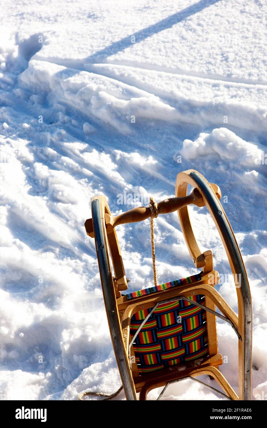 toboggan in the snow and sun Stock Photo Alamy