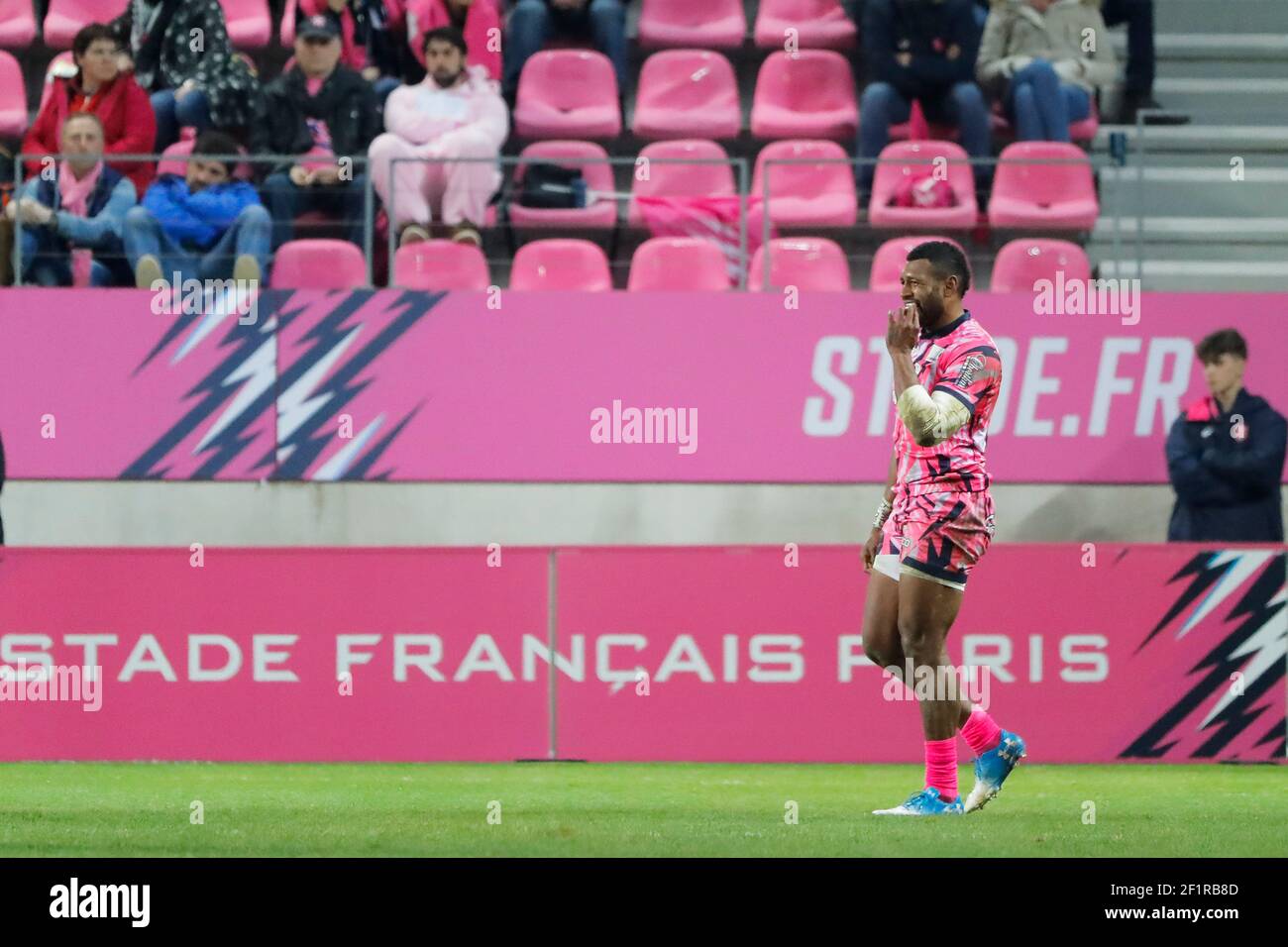 W. Nayacalevu Vuidravuwalu (Stade Francais Paris) during the French  championship Top 14 rugby union match between Stade Francais Paris and Lyon  OU on February 16, 2019 at Jean Bouin stadium in Paris,