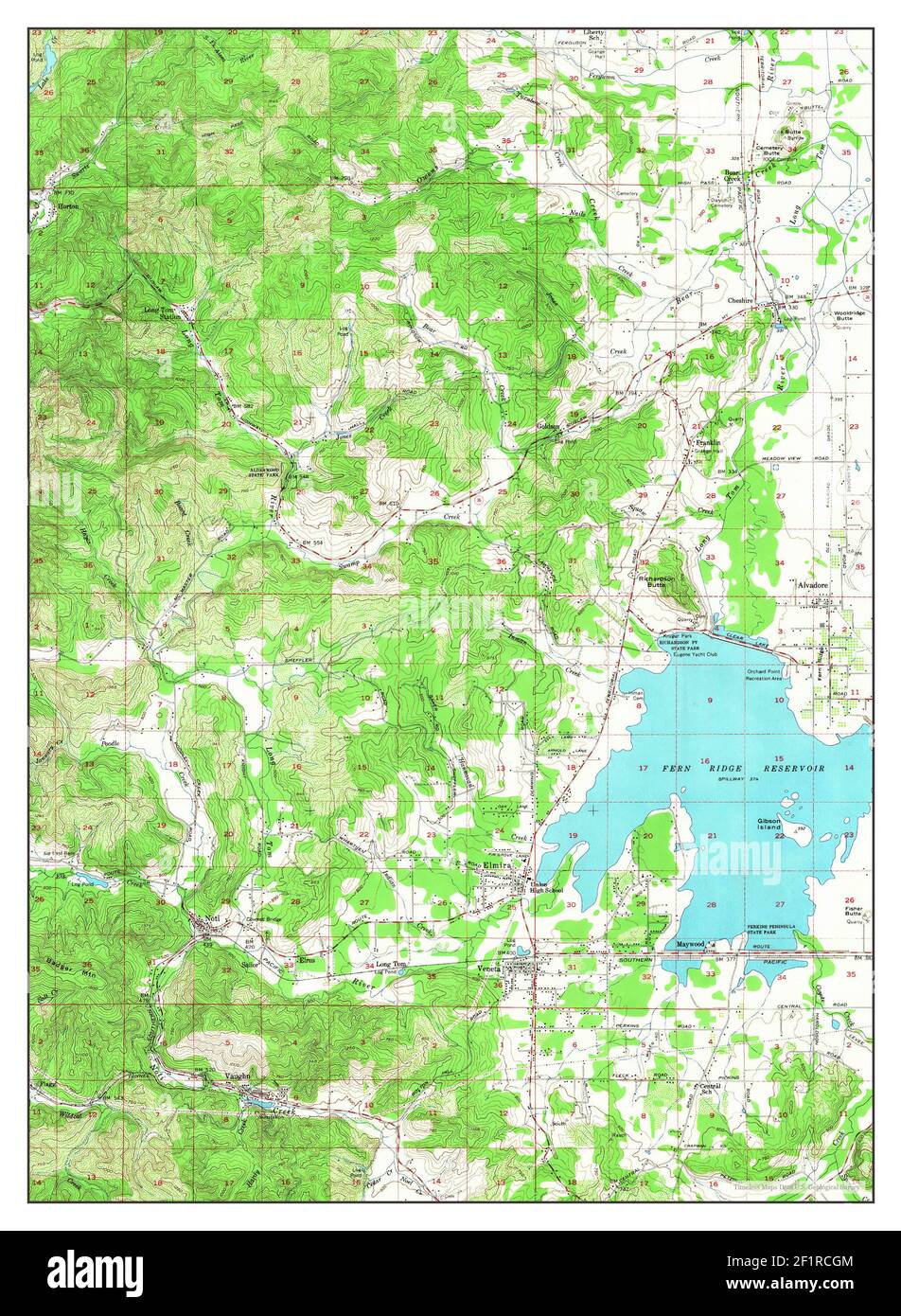 Elmira, Oregon, map 1957, 162500, United States of America by Timeless