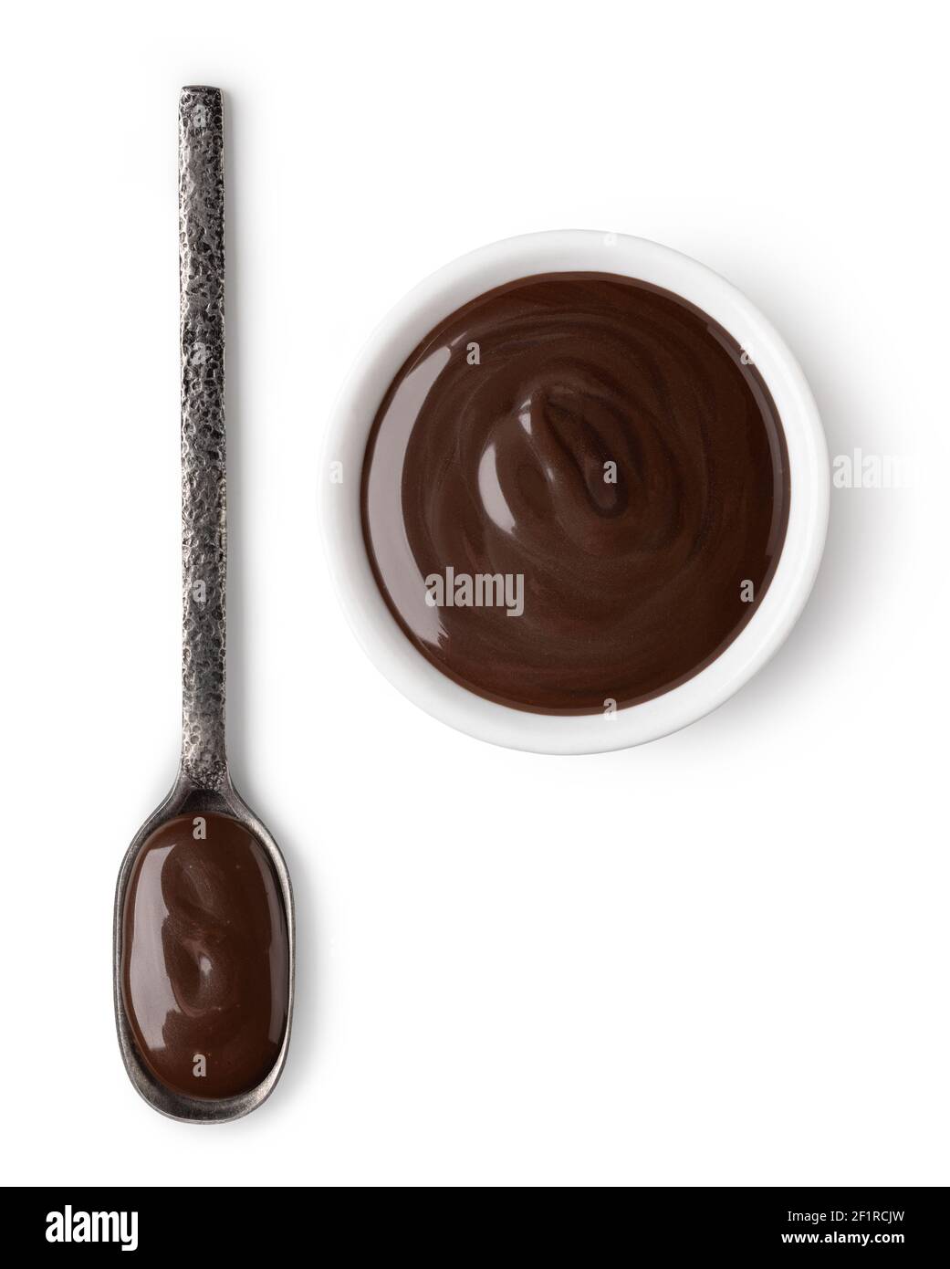 Bowl and spoon with chocolate spread Stock Photo