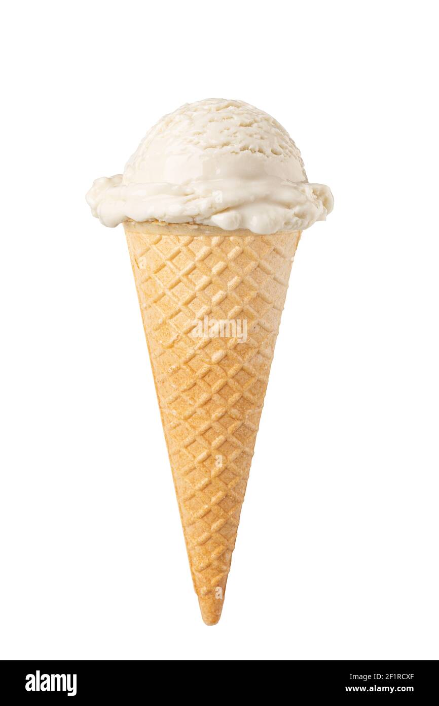 Ice cream waffle cone on white background Stock Photo - Alamy