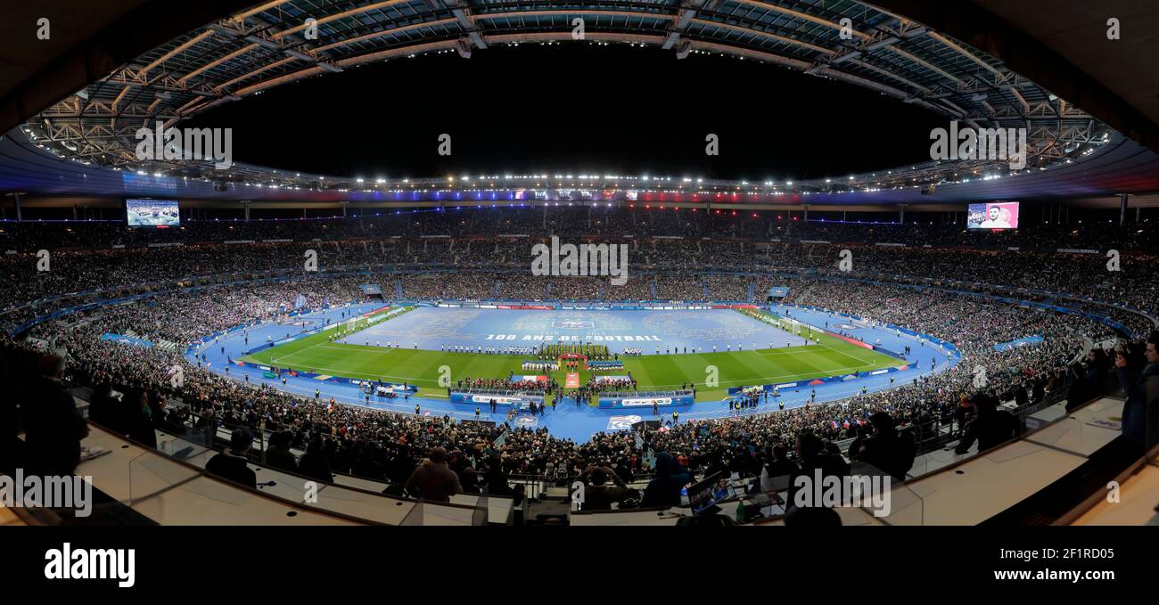 Wild view illustration of the stadium - celebration of 100 years of football (1919-2019) during the UEFA EURO 2020, Qualifying Group H football match between France and Iceland on March 25, 2019 at Stade de France in Saint-Denis, France - Photo Stephane Allaman / DPPI Stock Photo