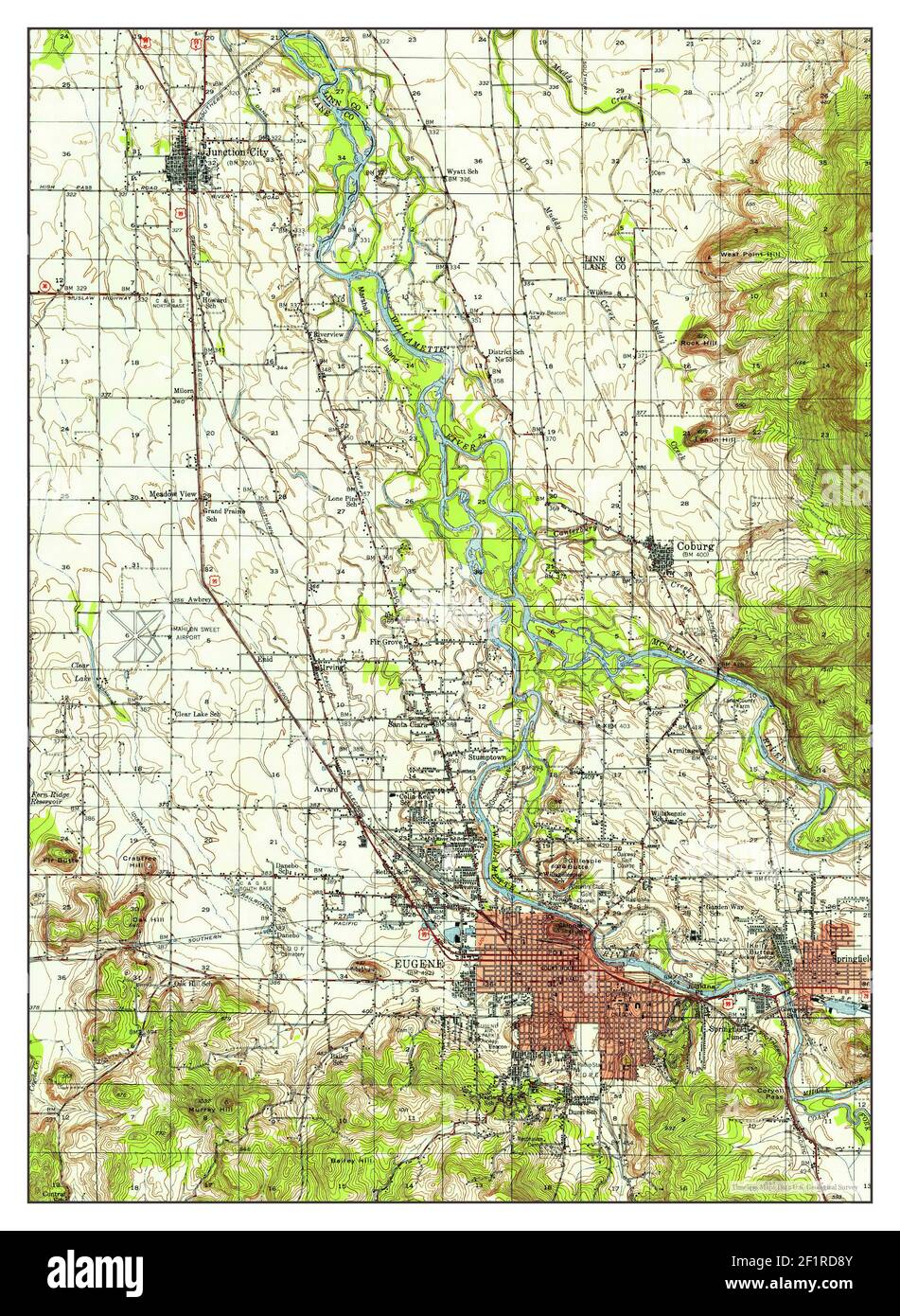 Eugene, Oregon, map 1946, 1:62500, United States of America by Timeless ...
