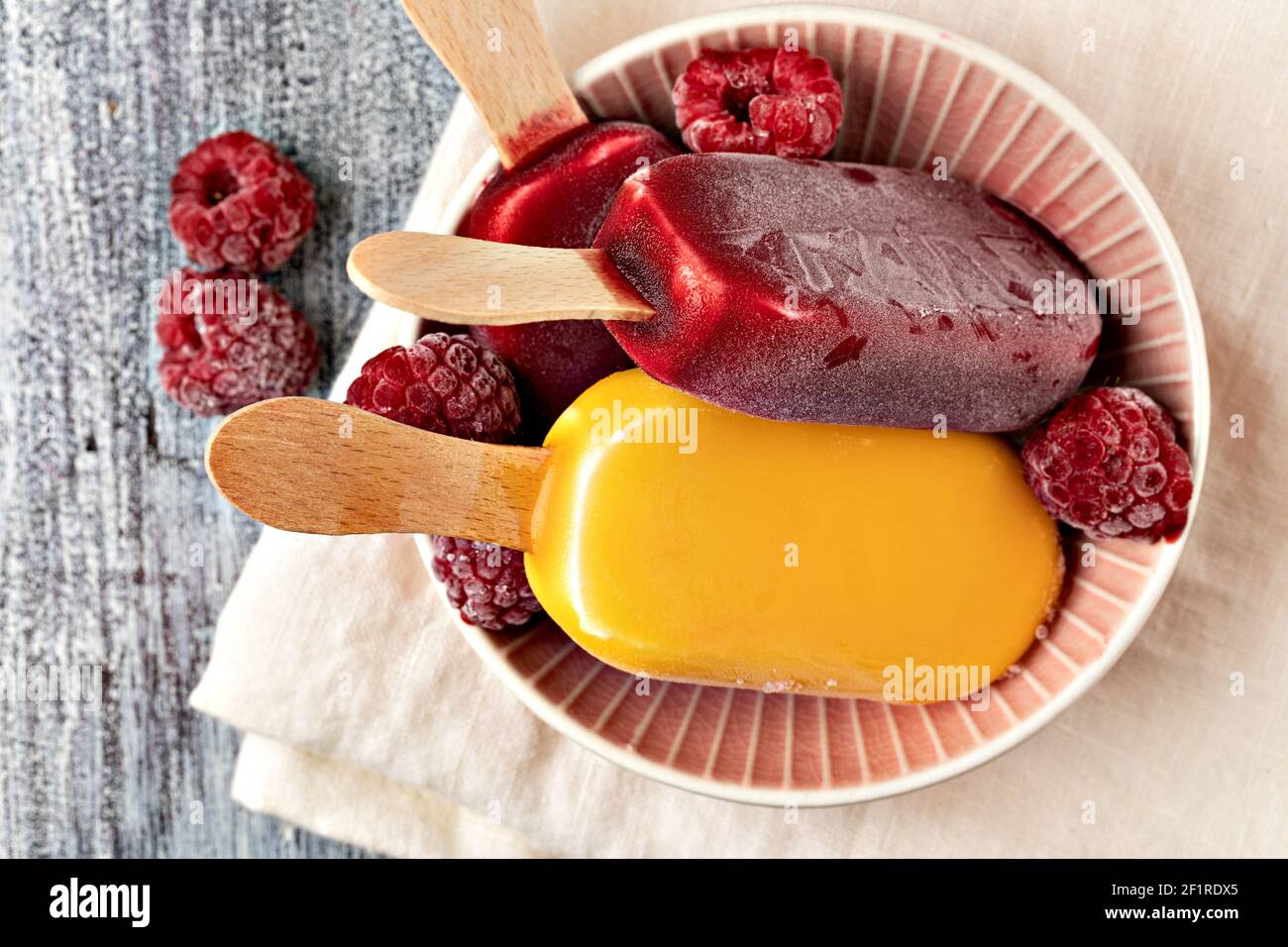 Fruit popsicles ice cream on a plate Stock Photo Alamy