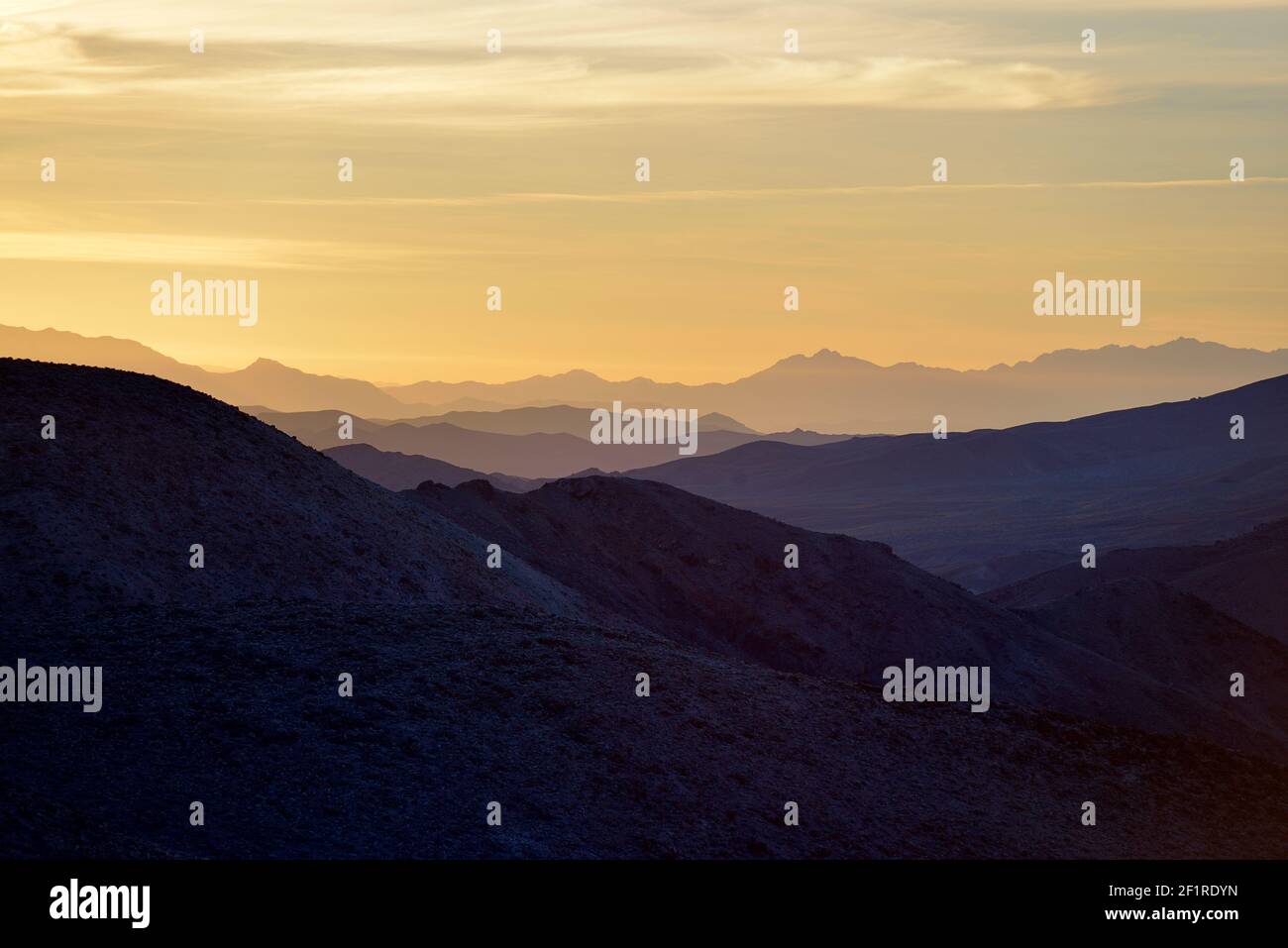 Sunrise in the mountains, Dante's View, Death Valley, California Stock Photo