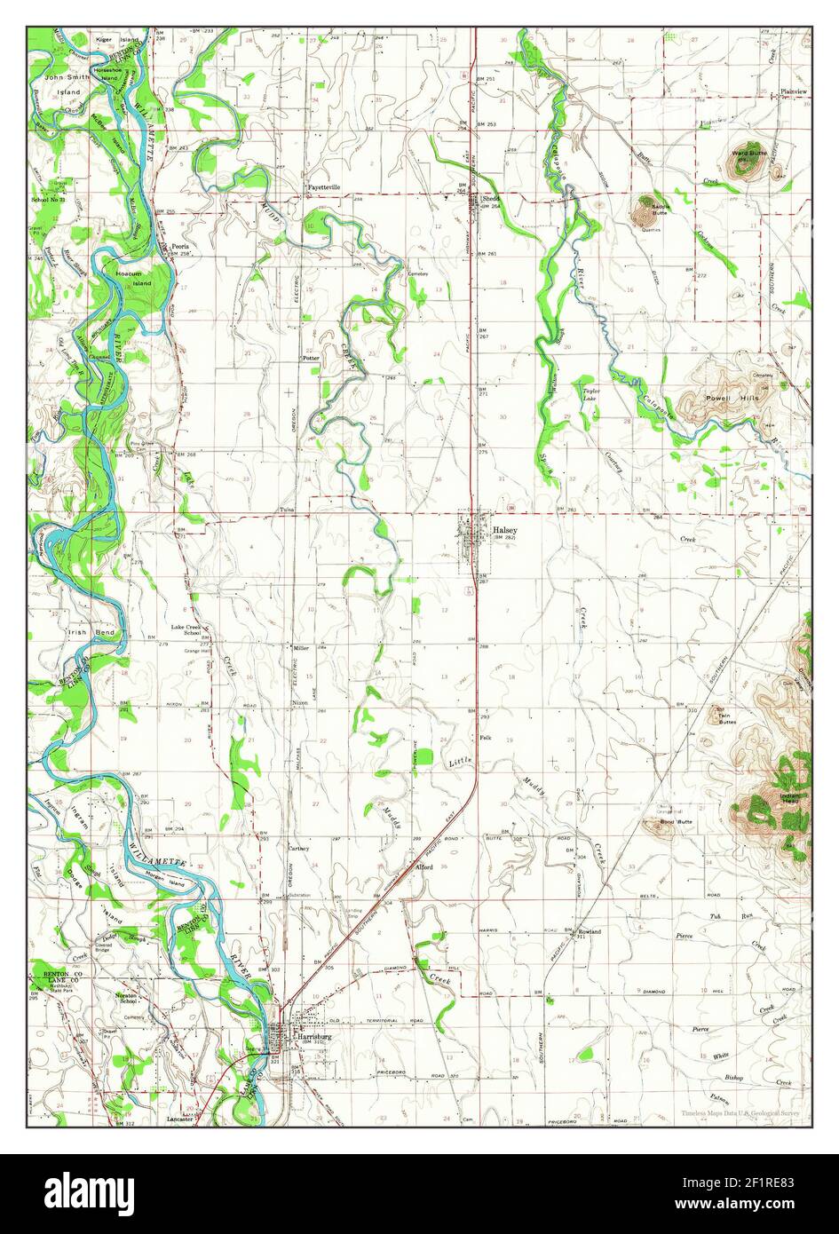 Halsey, Oregon, map 1957, 162500, United States of America by Timeless