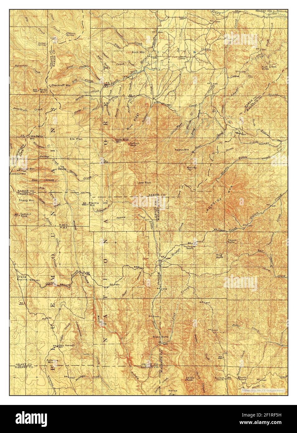 Ironside Mountain, Oregon, map 1908, 1:125000, United States of America by Timeless Maps, data U.S. Geological Survey Stock Photo